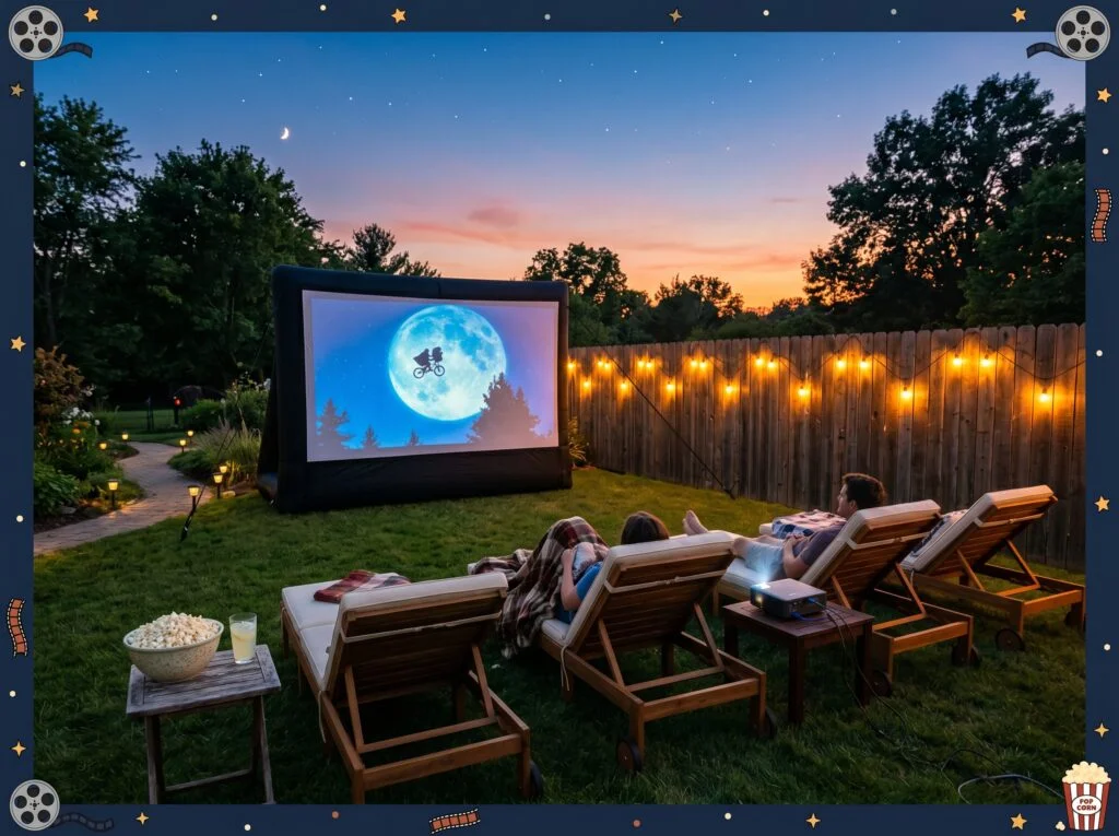 Outdoor Movie Night Projector Setup