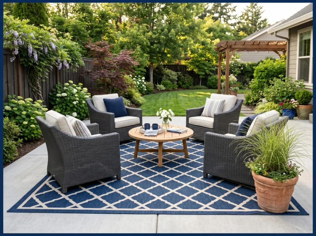 Outdoor Area Rug to Define the Seating Zone