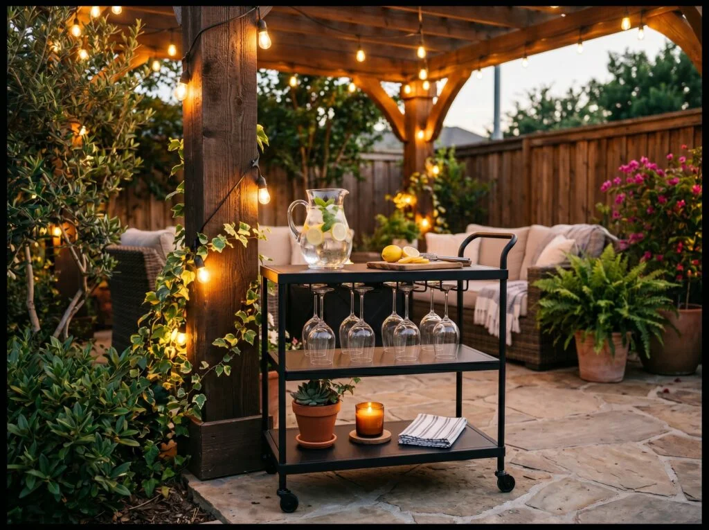 Outdoor Bar Cart with Summer Drinks Station