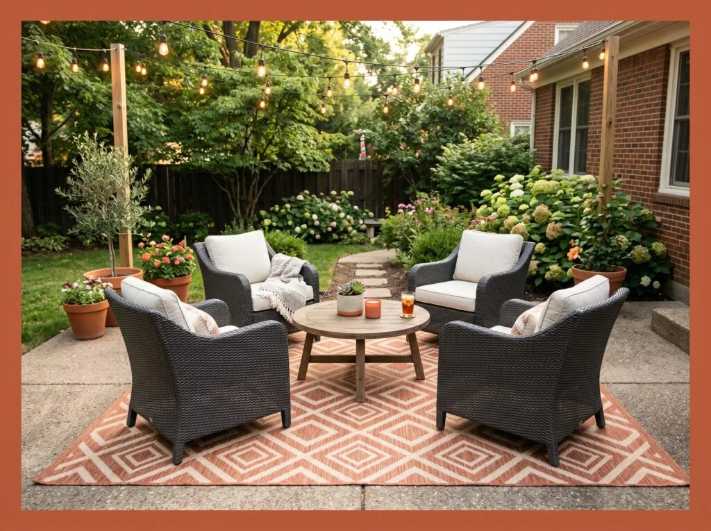 Woven Outdoor Rug in a Bold Pattern