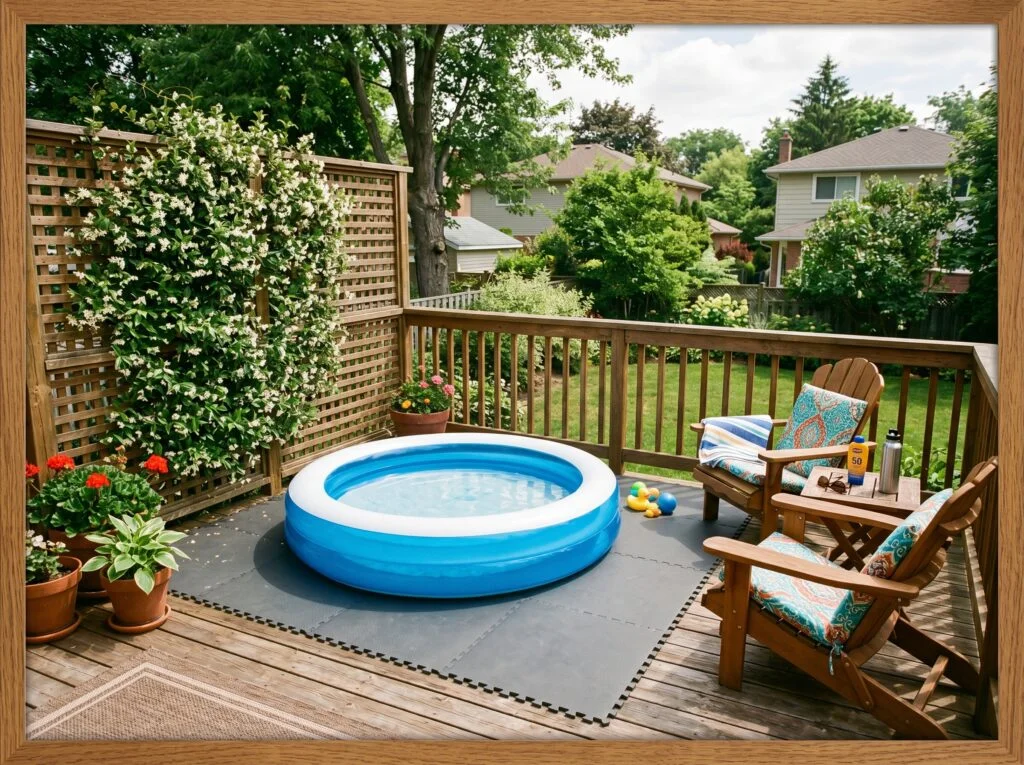 Pool on a Wooden Deck Setup