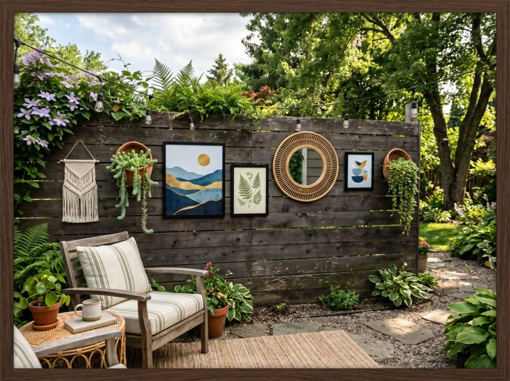 Outdoor Gallery Wall on a Fence