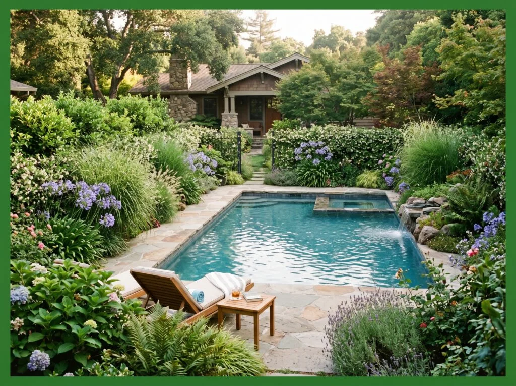 Low-Profile Fence with Lush Landscape Integration