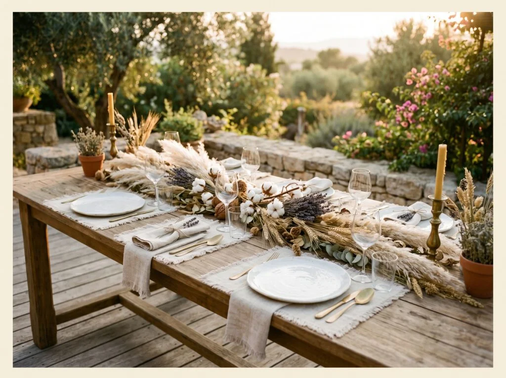 Dried Botanical Table Runner Arrangement