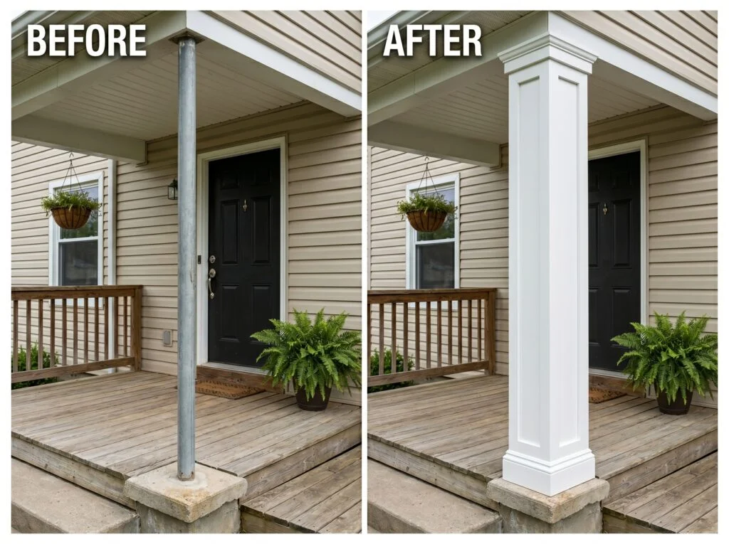 Box in Existing Posts with PVC Trim Boards