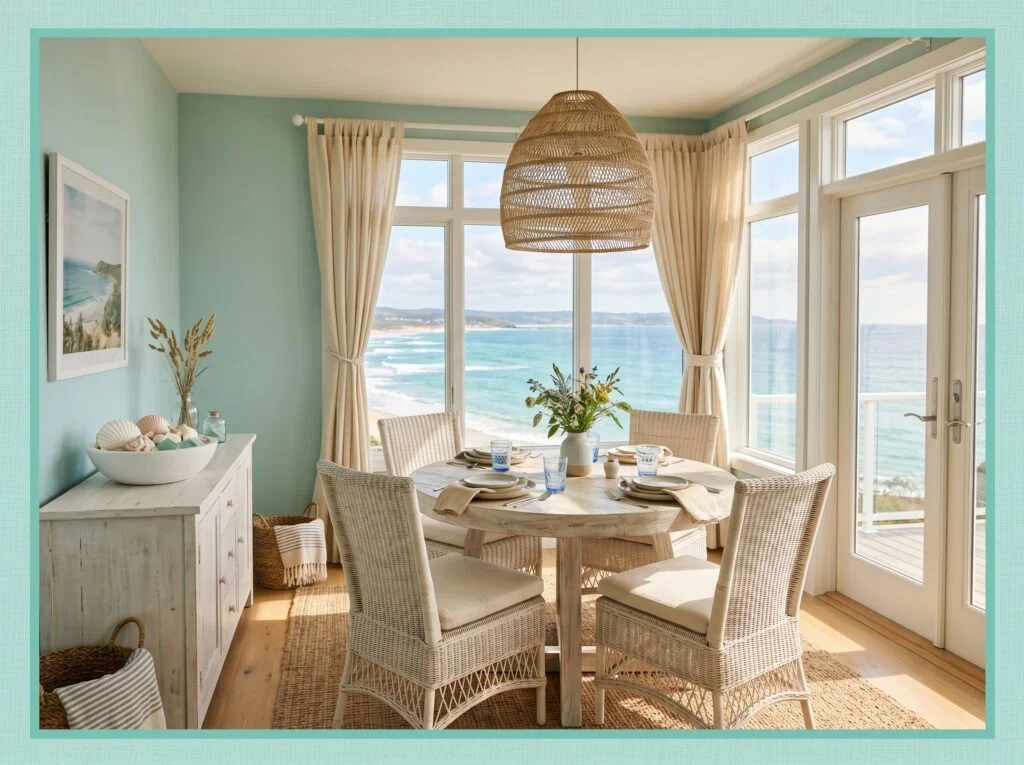 Green Dining Room with Coastal Influences