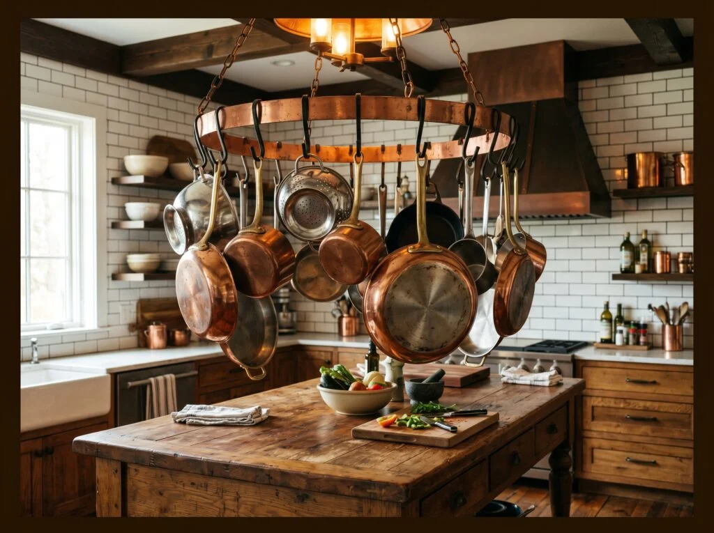 Hanging Copper Pot Rack