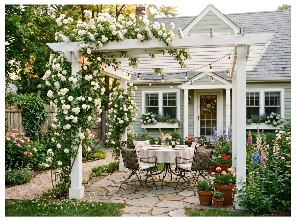 Pergola with Climbing Plants