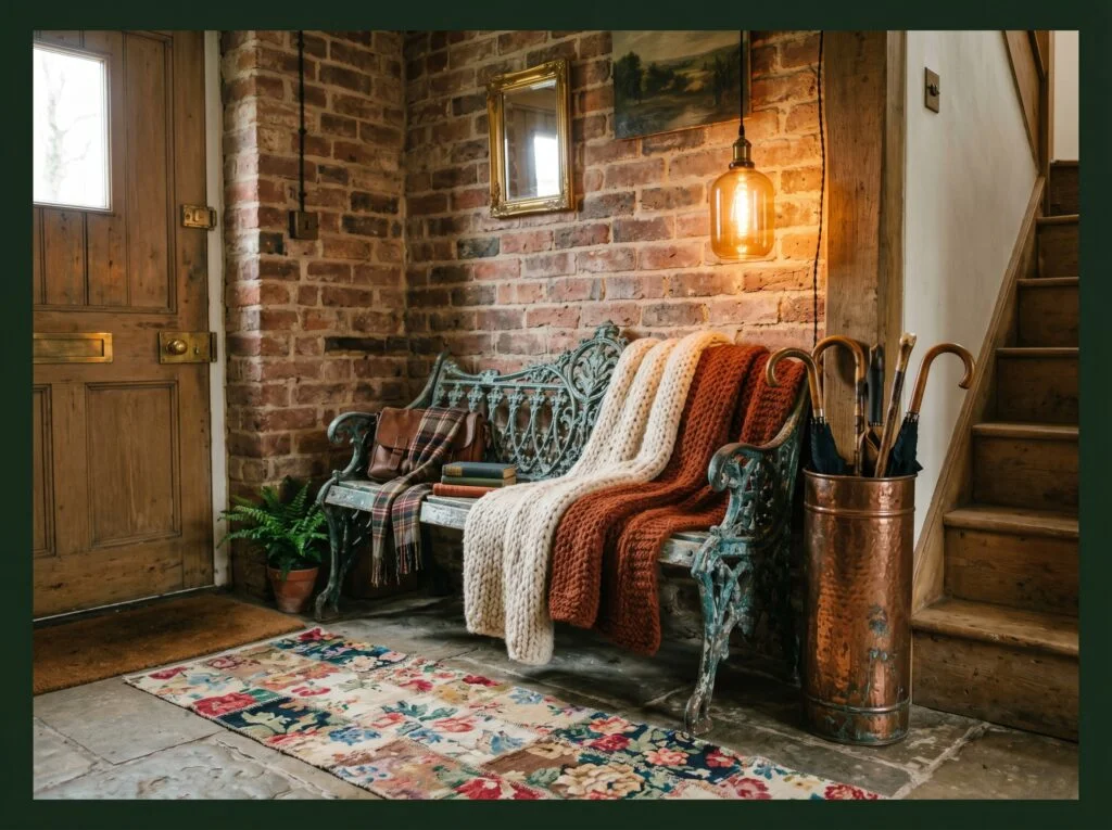 Distressed Antique Garden Bench Repurposed Indoors