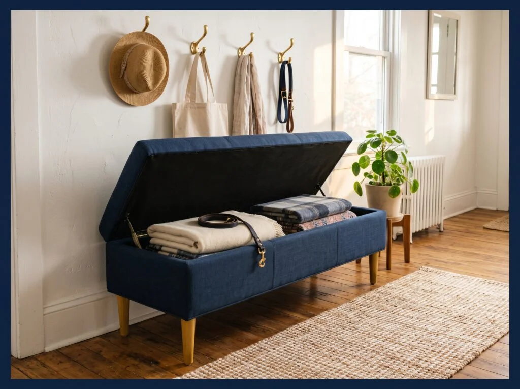 Upholstered Storage Bench with Flip-Top Lid