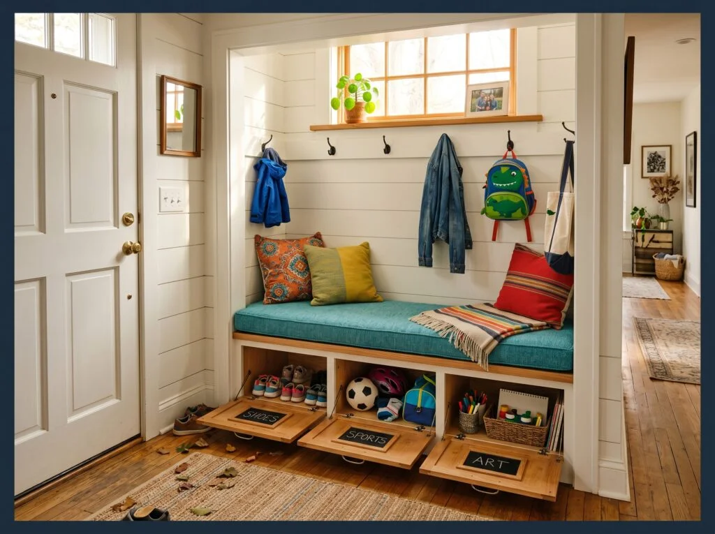 Built-In Window Alcove Bench with Hidden Toy Storage