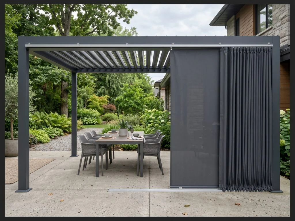 Retractable Shade Sail Privacy Wall System