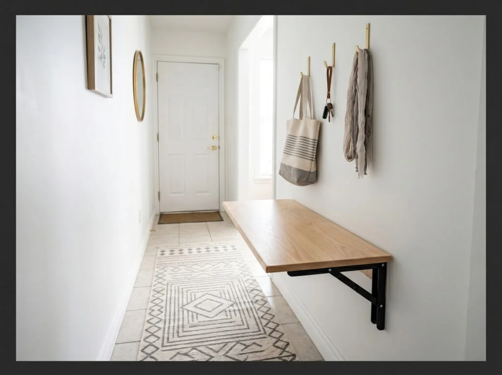 Murphy Fold-Down Wall Bench for Tiny Entries