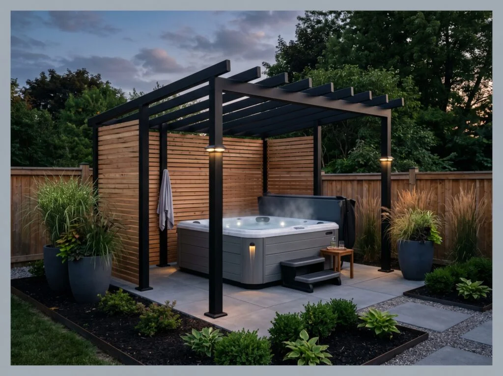 Slatted Privacy Screen Pergola