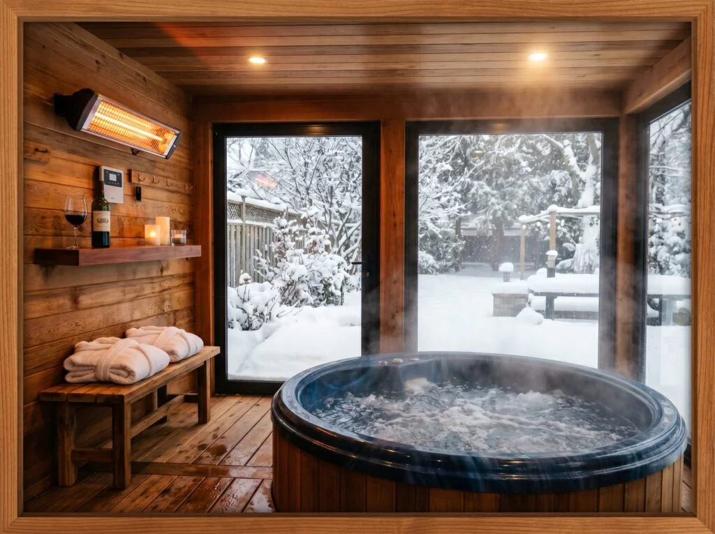Hot Tub Gazebo with Year-Round Heating Strategy