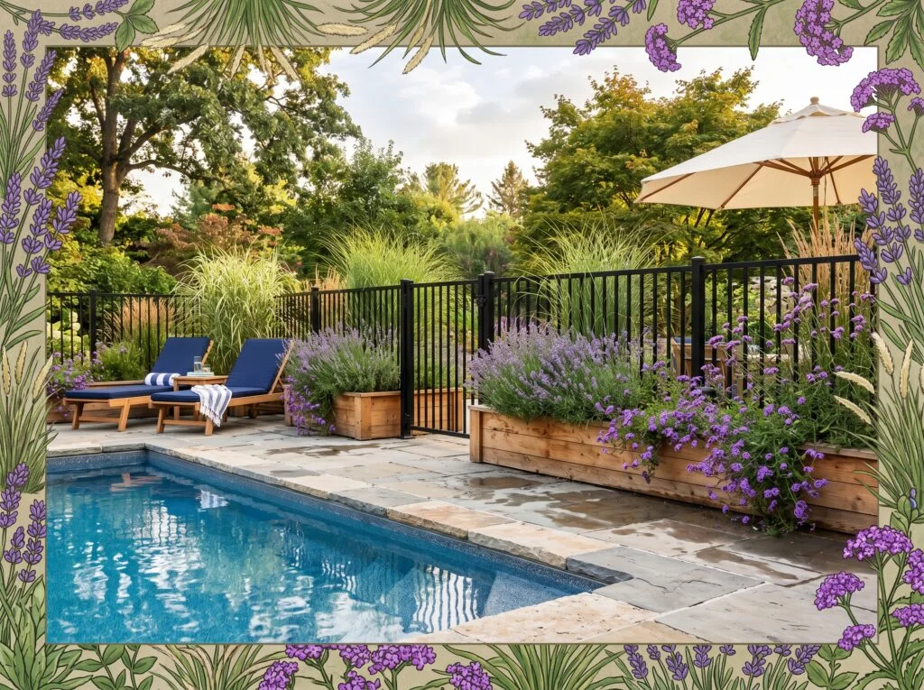 Mixed Material Fence with Planted Sections