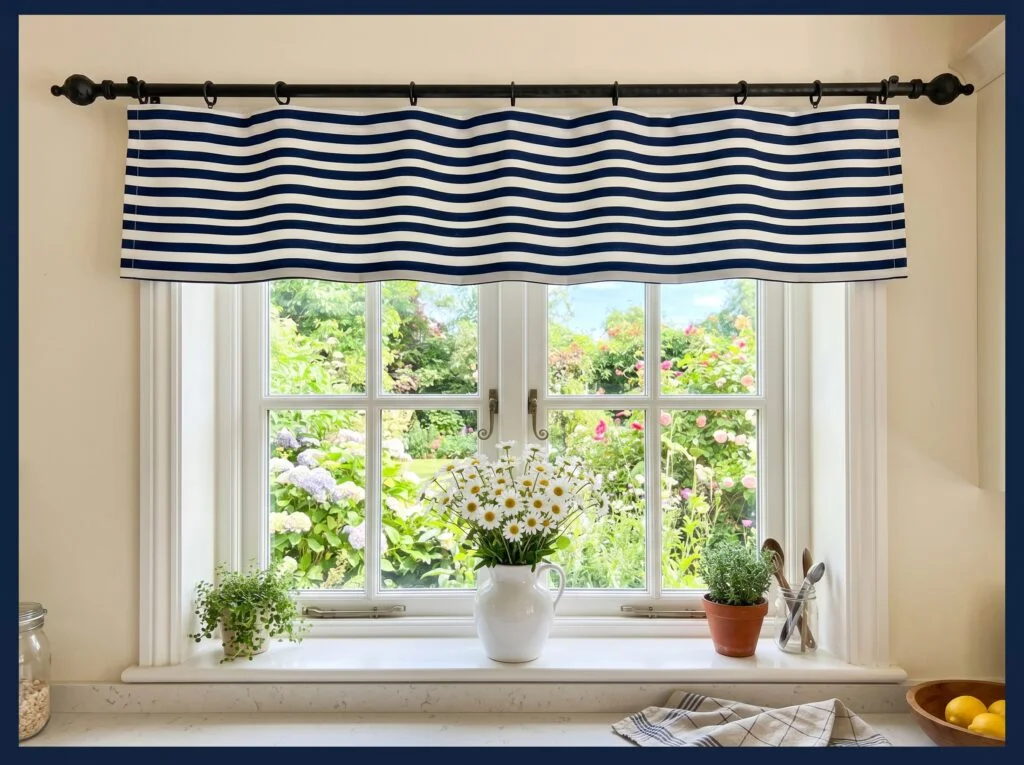 Blue Striped Canvas Window Valance