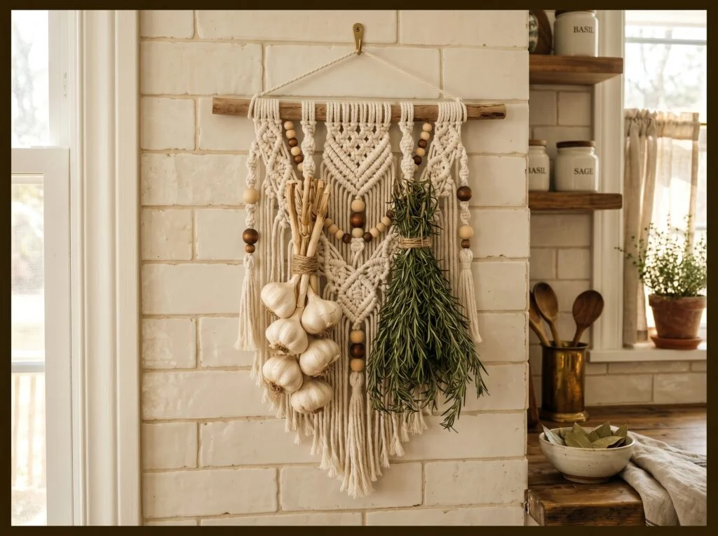 Boho Macramé Garlic and Herb Hanger