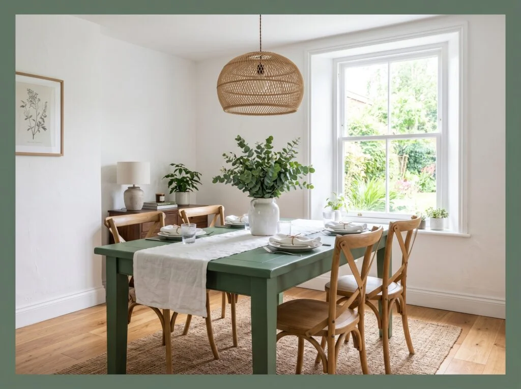 Green Dining Room Table Instead of Green Walls
