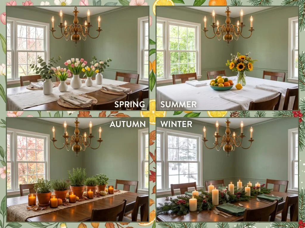 Seasonal Styling for a Green Dining Room