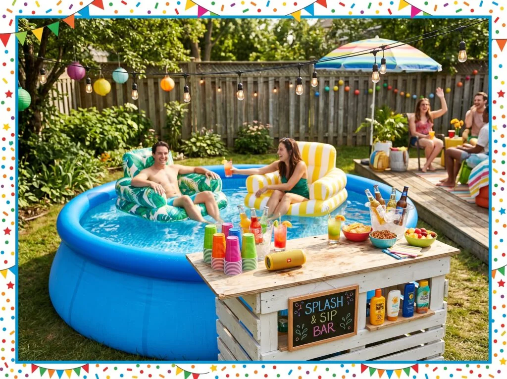 Inflatable Pool with DIY Poolside Bar