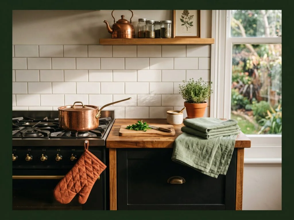 Sage Green or Terracotta Dish Towels and Oven Mitts
