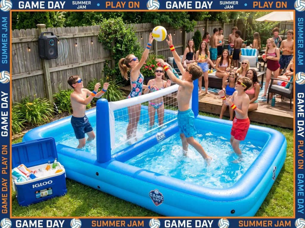 Rectangular Pool with Volleyball Net