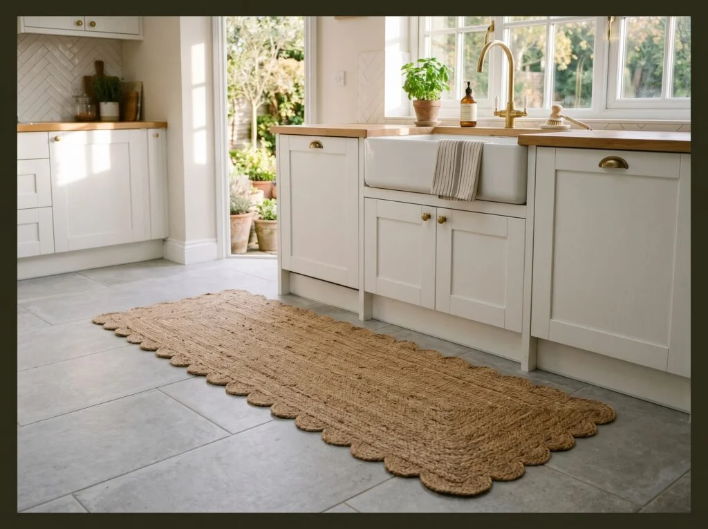 Scalloped Edge Jute Runner Rug