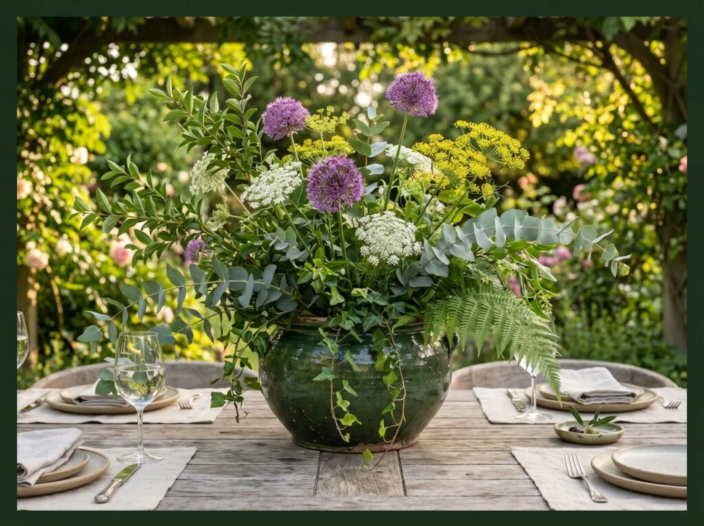 Foraged Greenery and Wildflower Bucket Arrangement