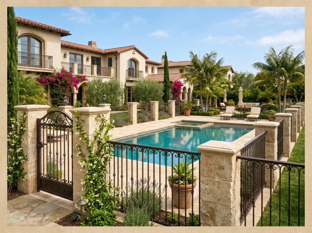 Natural Stone and Iron Combination Fence