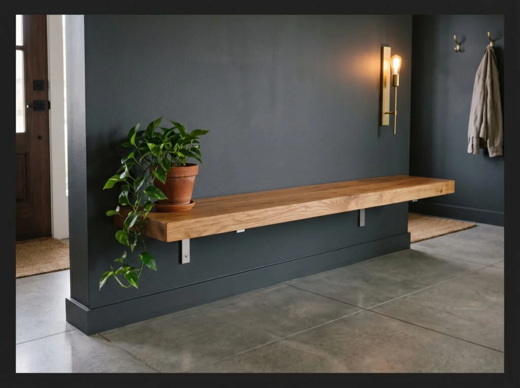 Floating Wall-Mounted Oak Bench