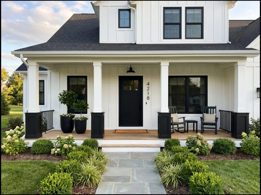 Painted Black Column Bases for Modern Contrast
