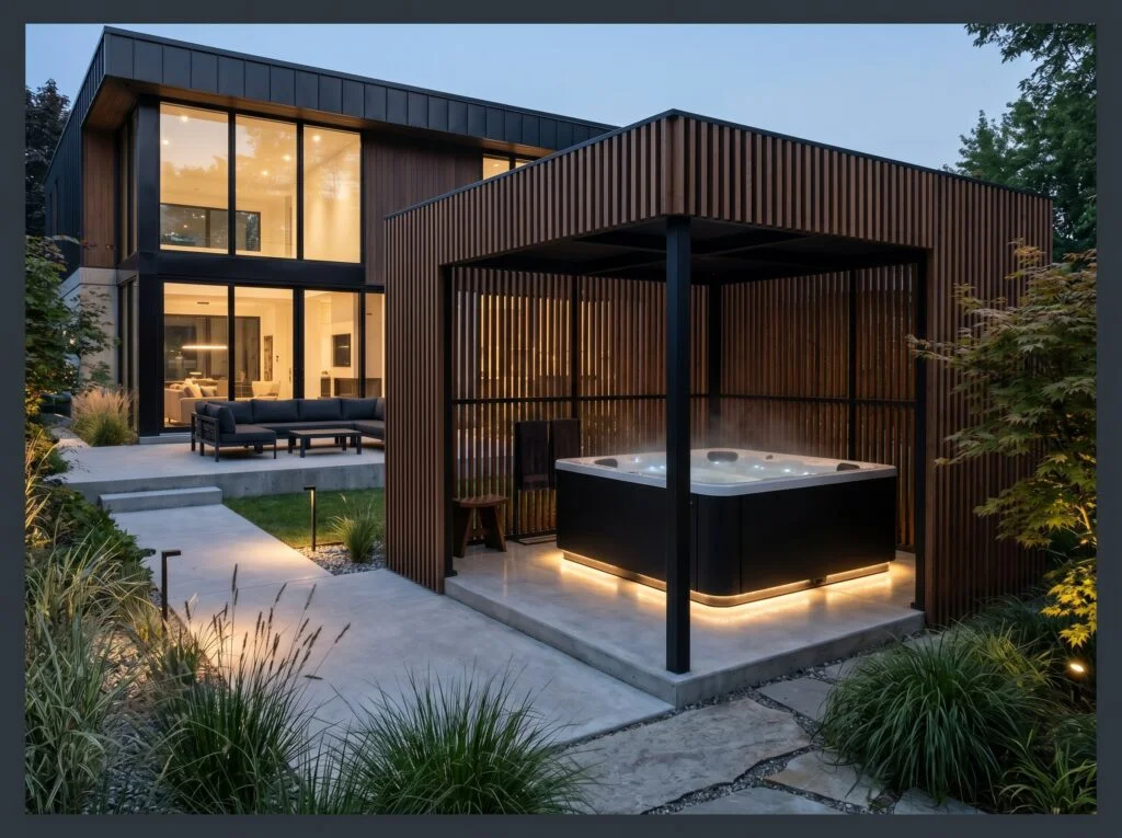 Sleek Dark Cedar Slatted Cube