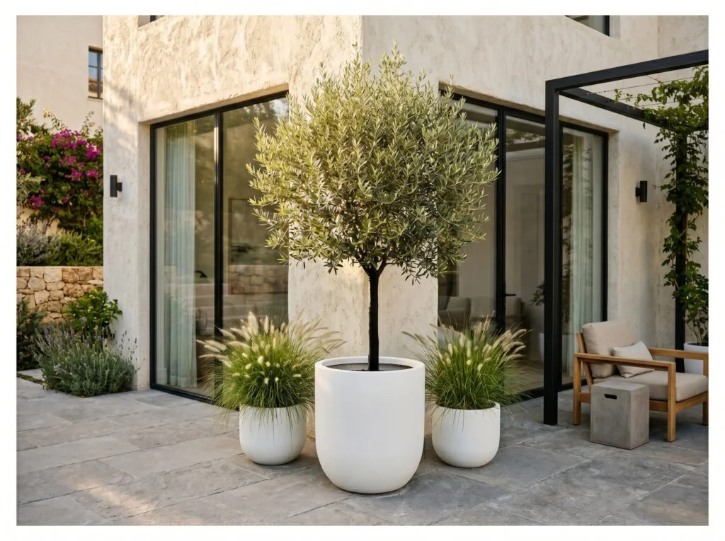 Potted Olive Tree as a Statement Patio Plant