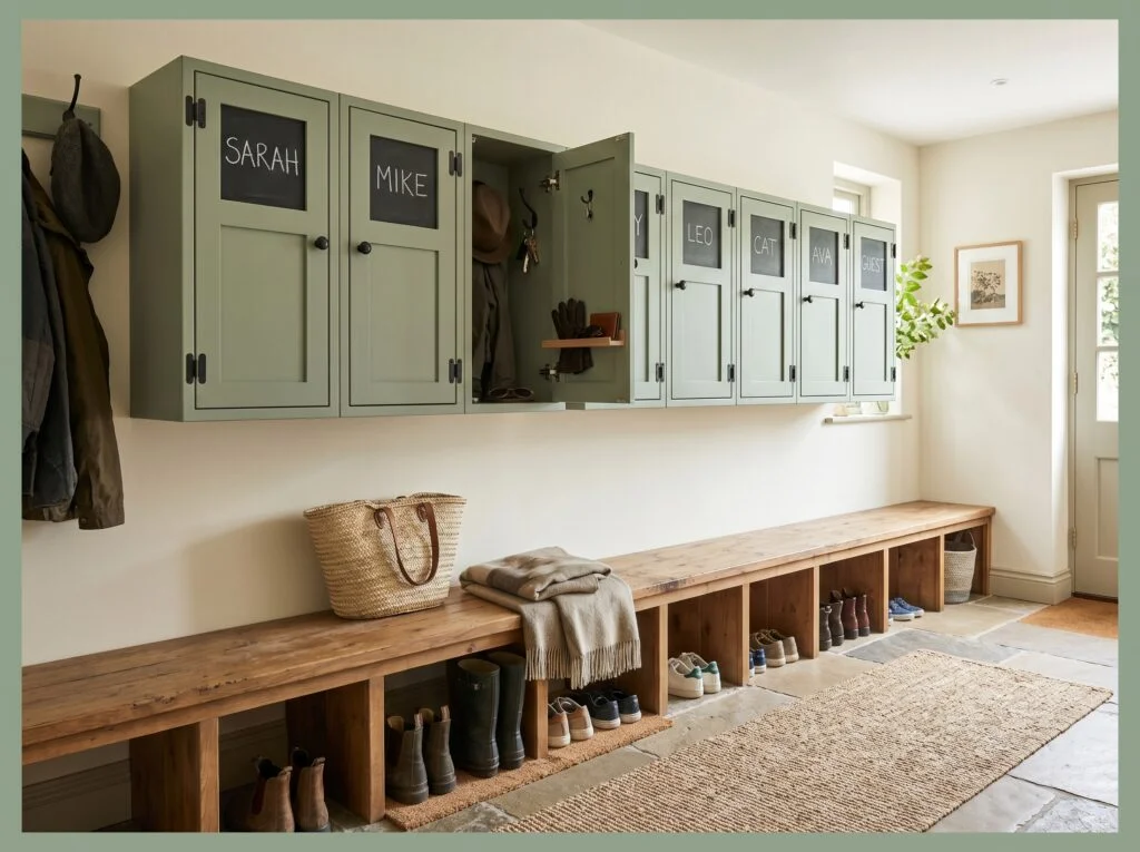 Floating Lockers Above a Bench