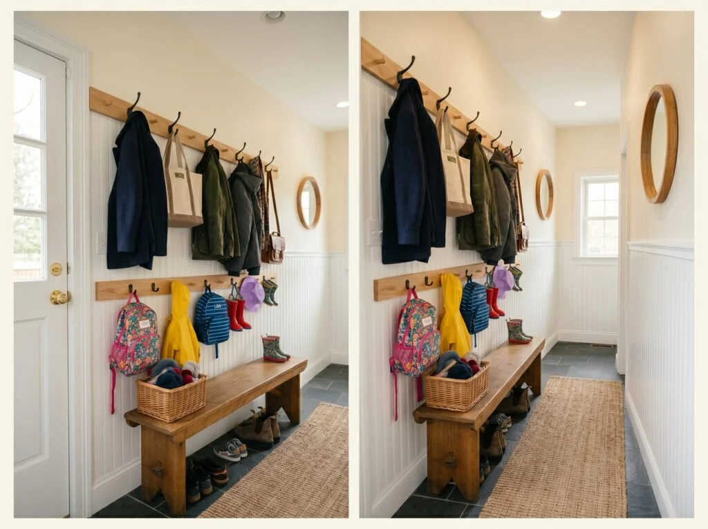 Peg Rail with Double Hooks for Every Family Member