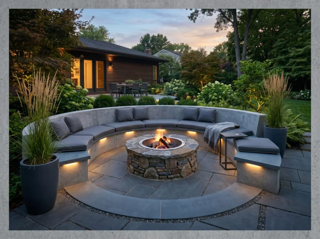 Built-In Concrete or Stone Bench Seating
