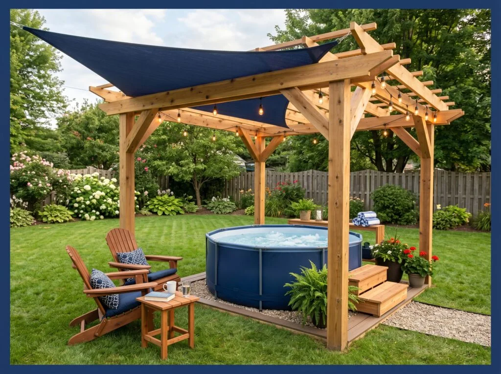 Budget-Friendly DIY Pergola with Sail Shade