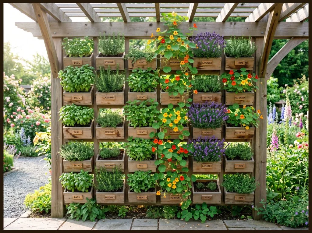 Vertical Herb and Flower Garden Privacy Wall