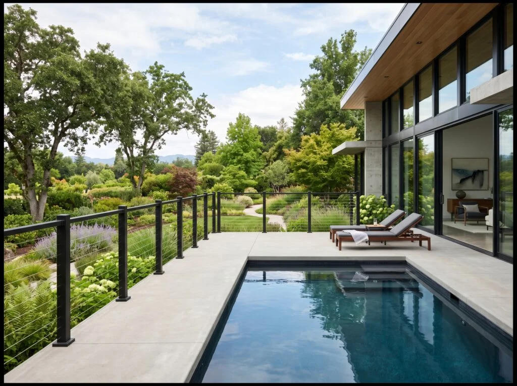 Modern Black Cable Rail Fence