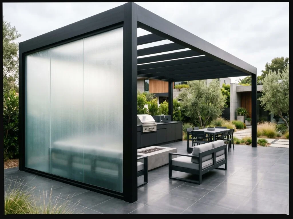 Frosted Glass Panel Privacy Wall