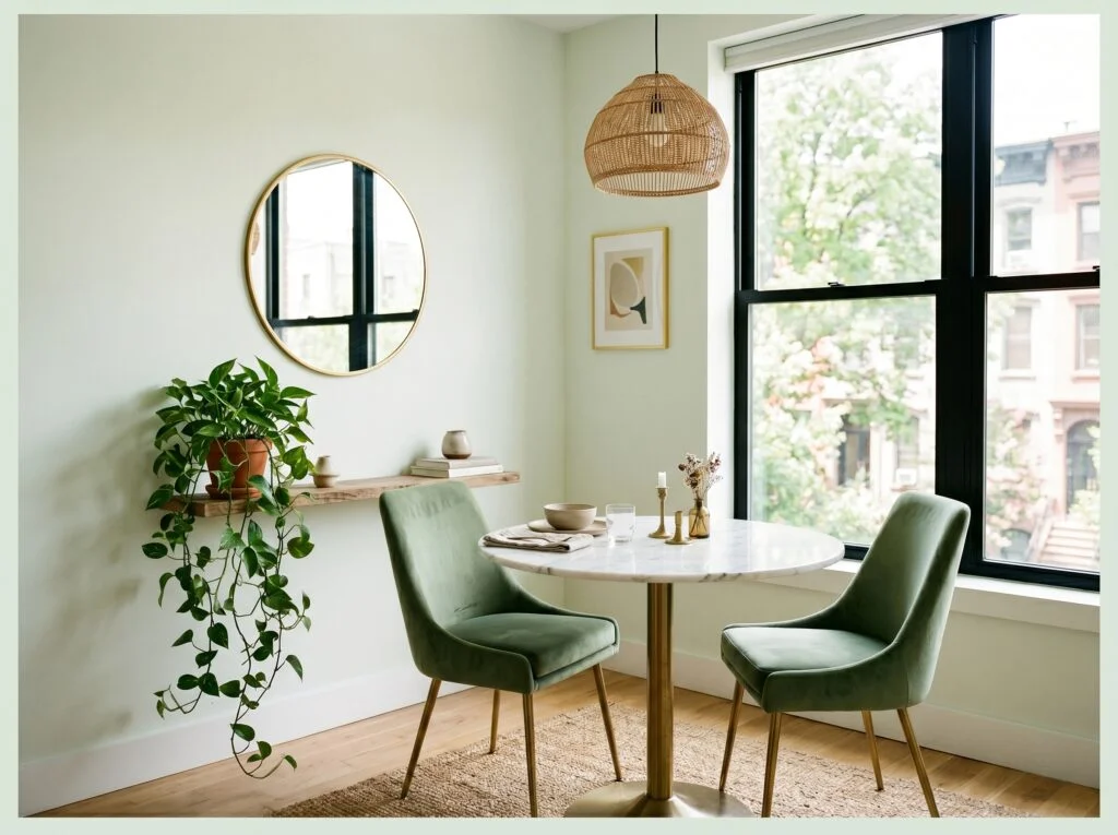 Soft Green Dining Room for Small Apartments