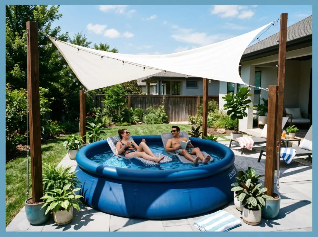 Pool with Sun Sail Shade System