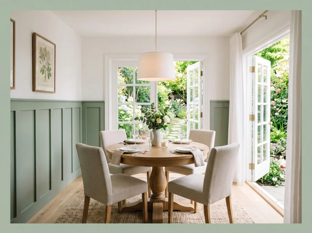 Sage Green Wainscoting with White Upper Walls