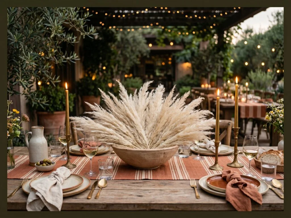 Pampas Grass Arch with Taper Candles