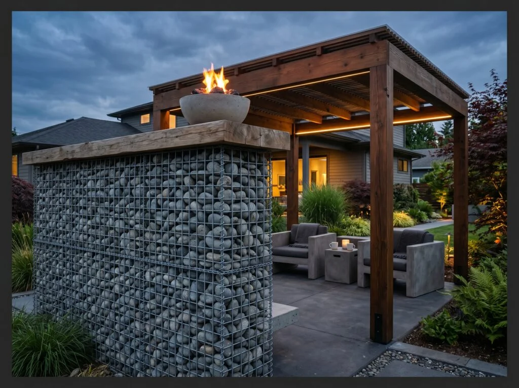 Gabion Stone Basket Privacy Wall