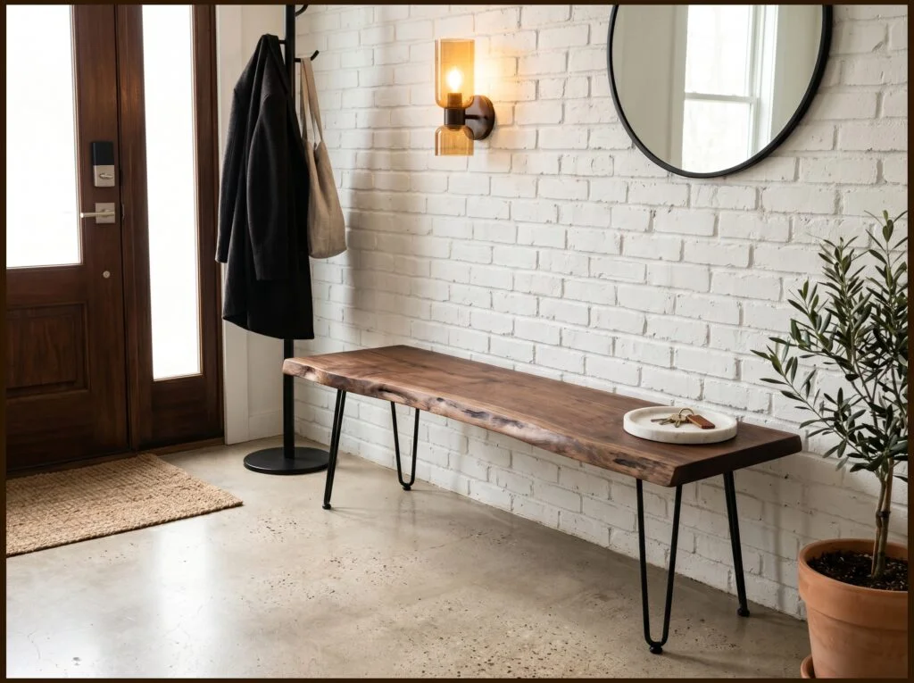 Live Edge Walnut Slab with Hairpin Legs
