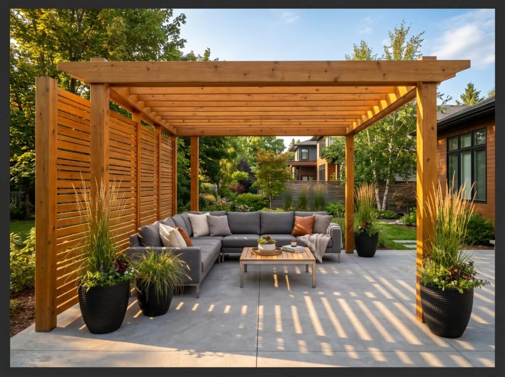 Horizontal Cedar Slat Privacy Wall