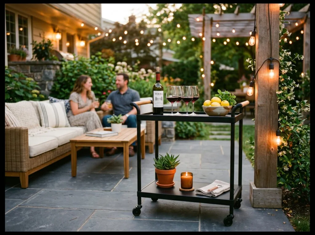 Outdoor Bar Cart Setup