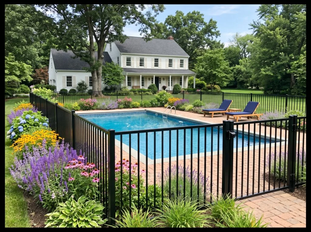 Classic Black Aluminum Picket Fence